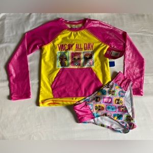 LOL Surprise! girls two piece swimsuit size 8 pink and yellow NWT